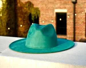 Atlanta Suede Wide Brim Fedora - Green