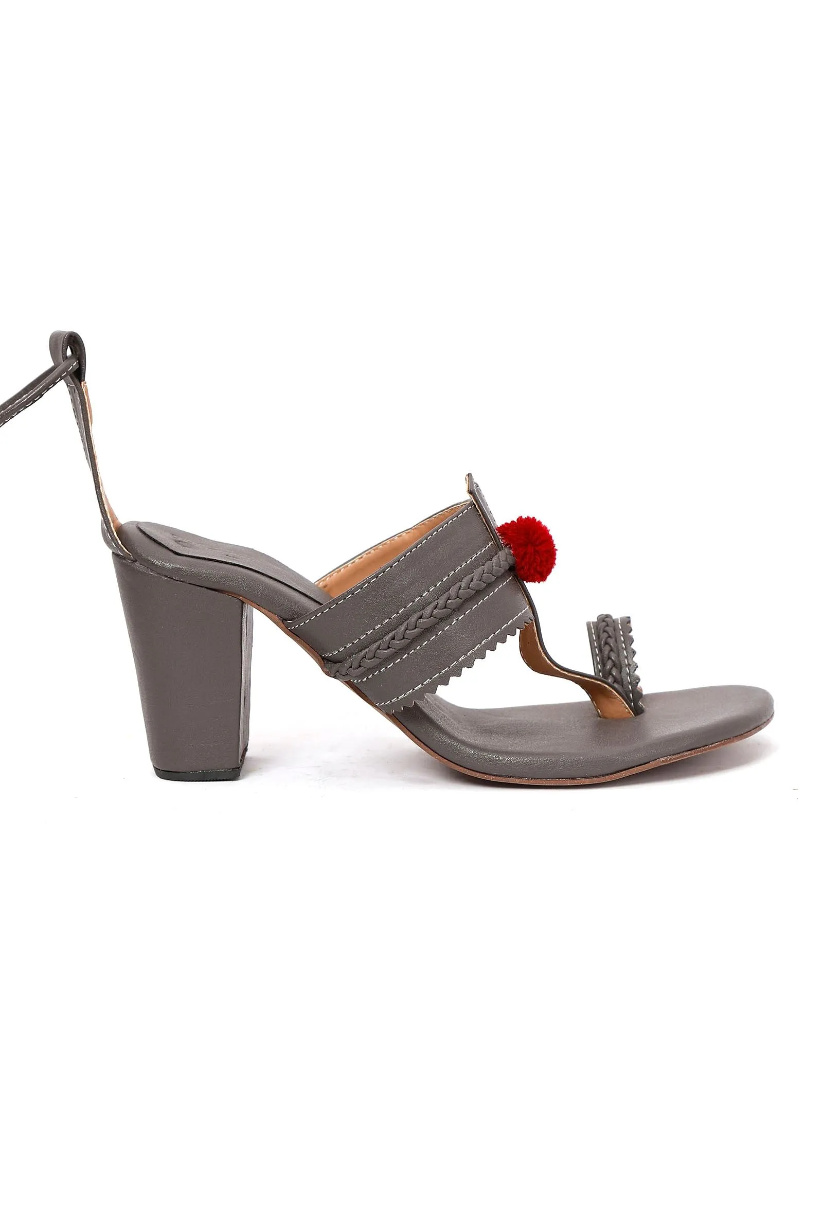 Chalk Grey Cruelty Free Leather Heels Sandals