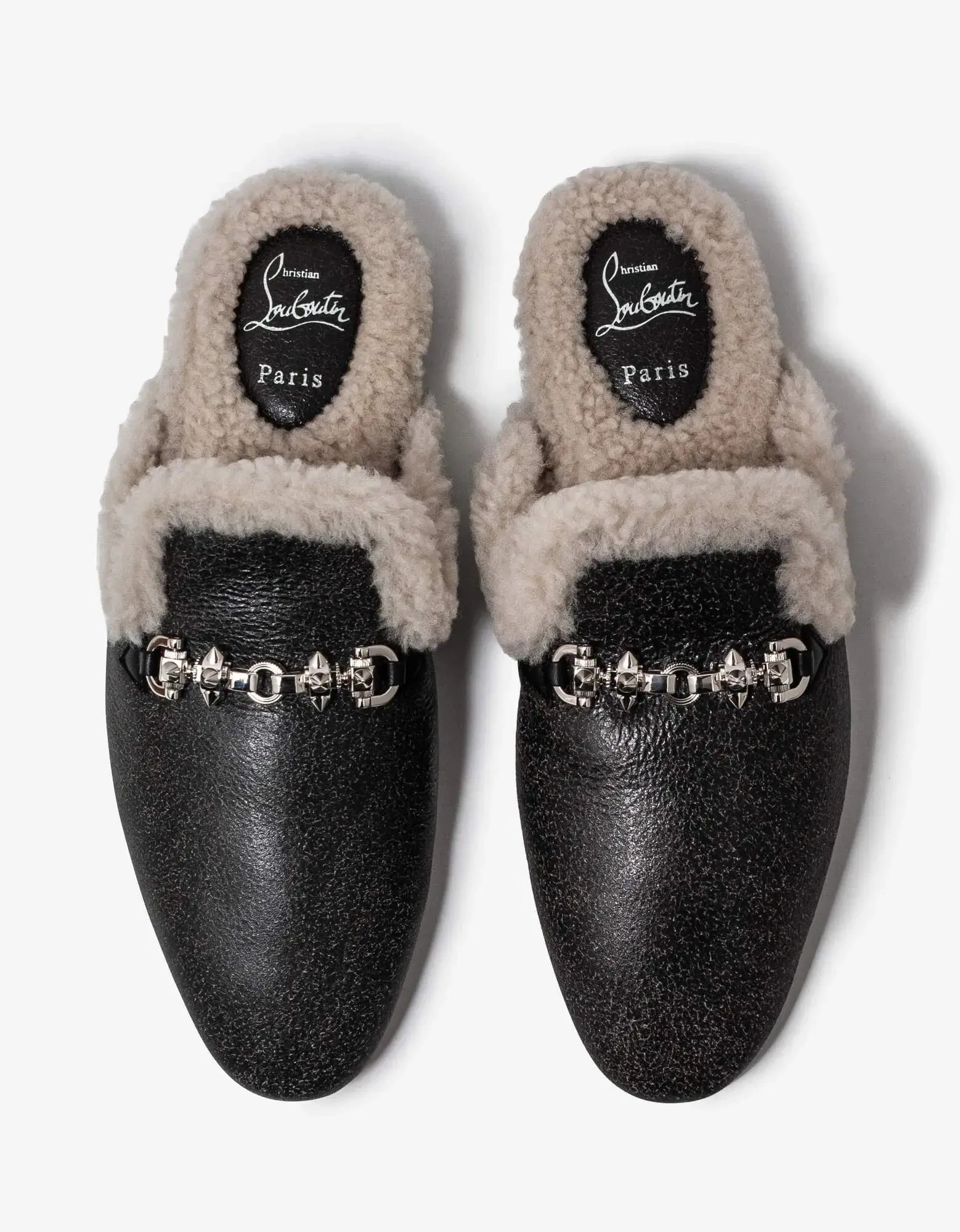 Christian Louboutin Woolito Swing Black Nappa Leather Mules -