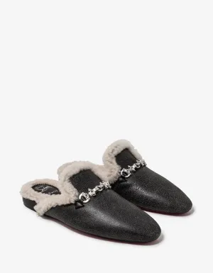 Christian Louboutin Woolito Swing Black Nappa Leather Mules -