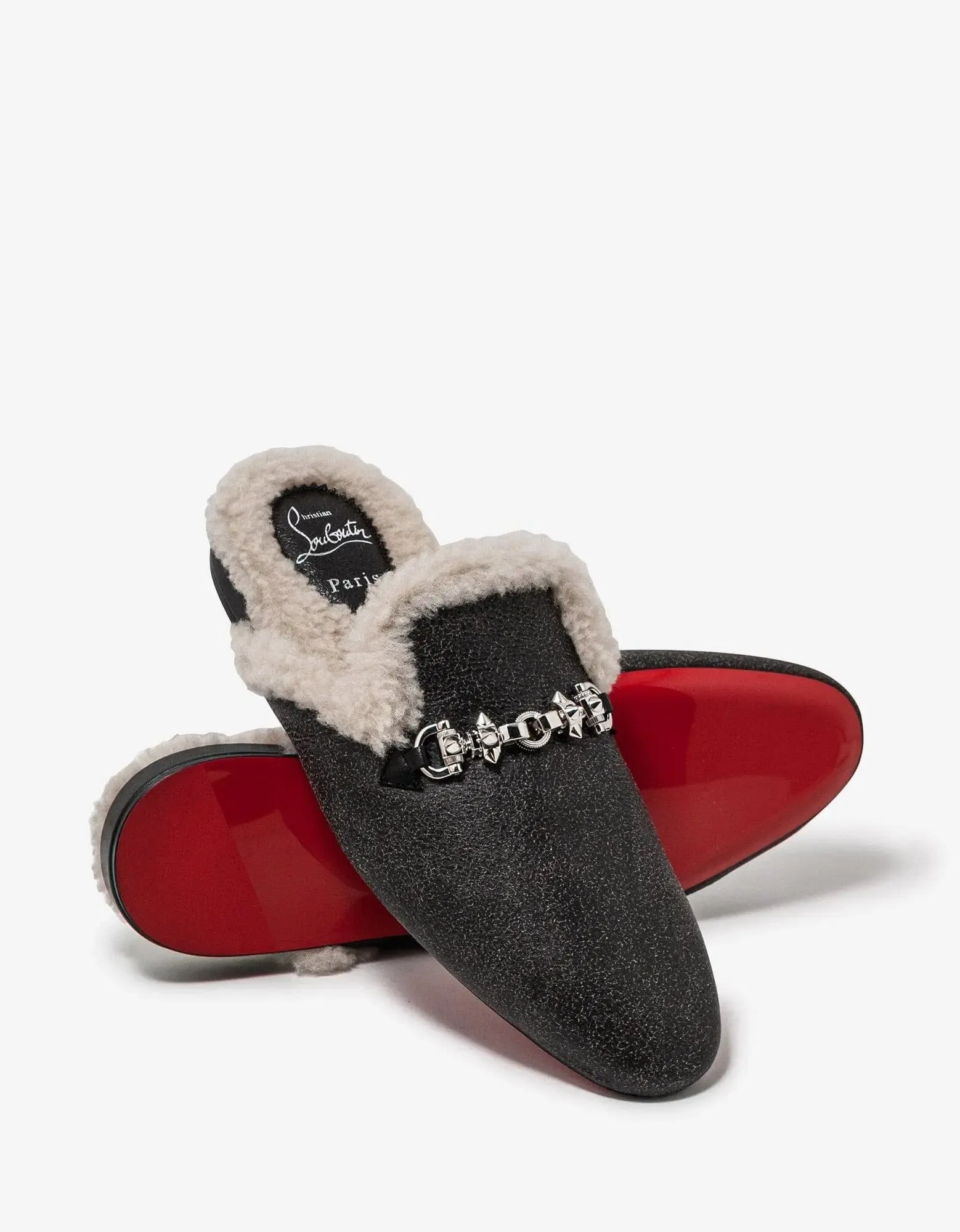 Christian Louboutin Woolito Swing Black Nappa Leather Mules -