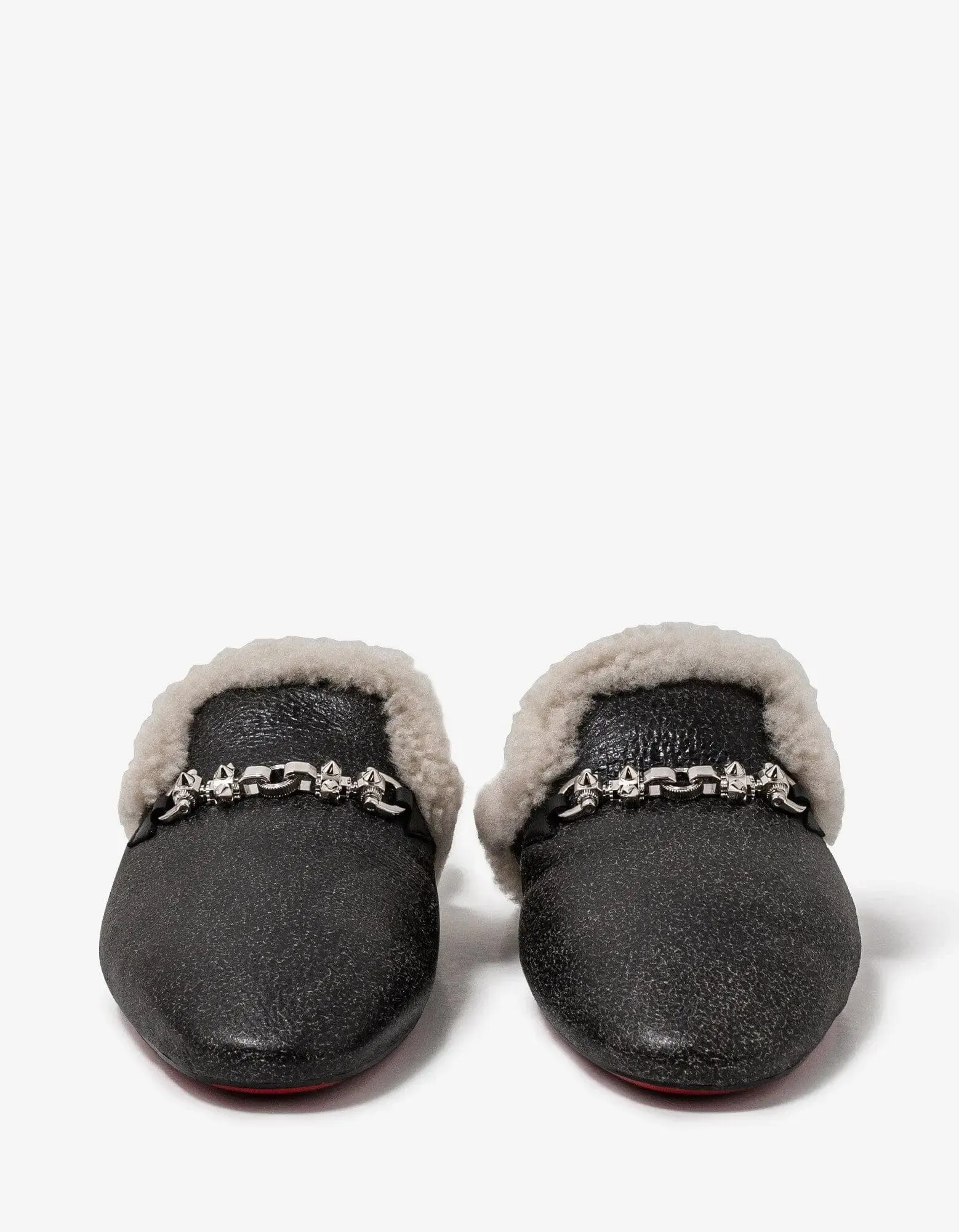 Christian Louboutin Woolito Swing Black Nappa Leather Mules -