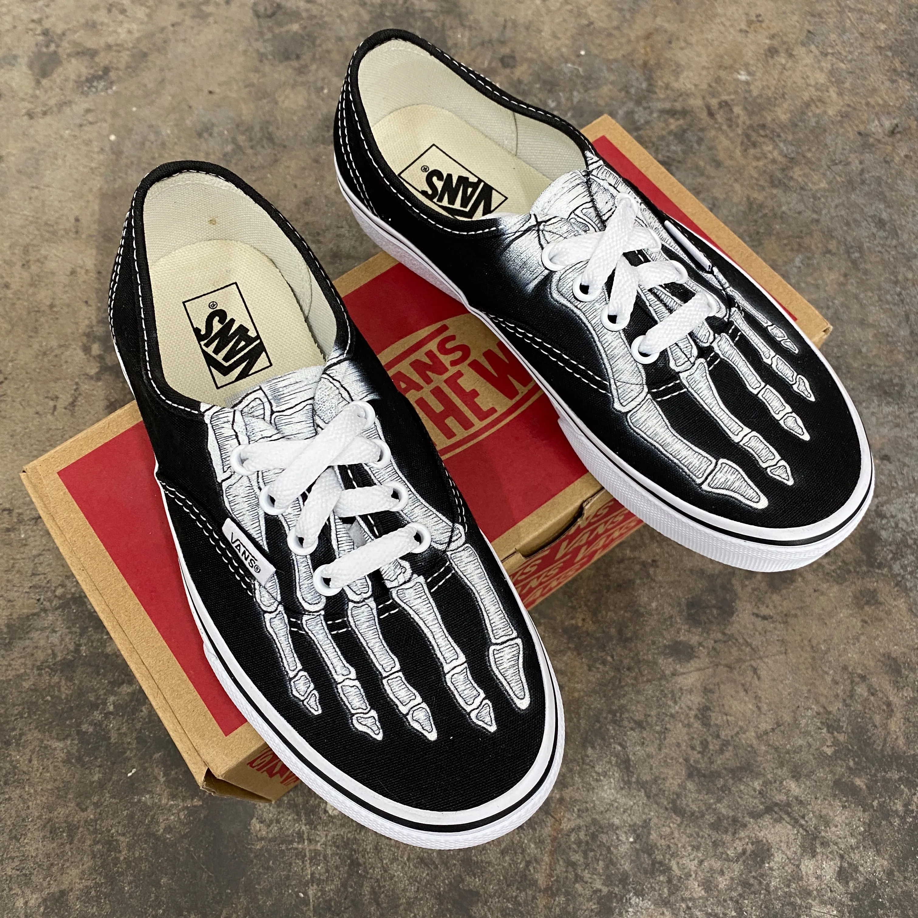 Custom Authentics Skeleton Boney Feet - Custom Vans Shoes