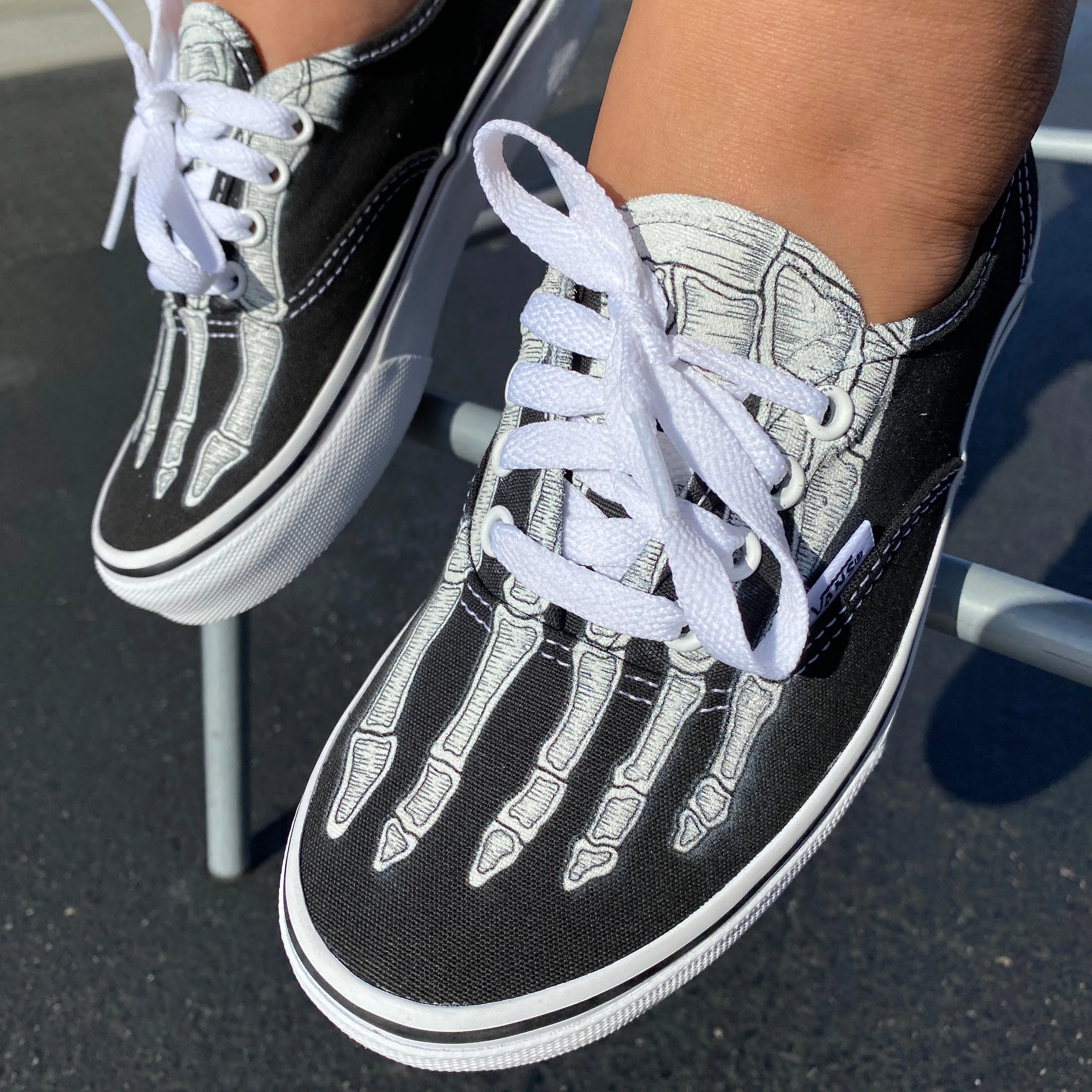 Custom Authentics Skeleton Boney Feet - Custom Vans Shoes