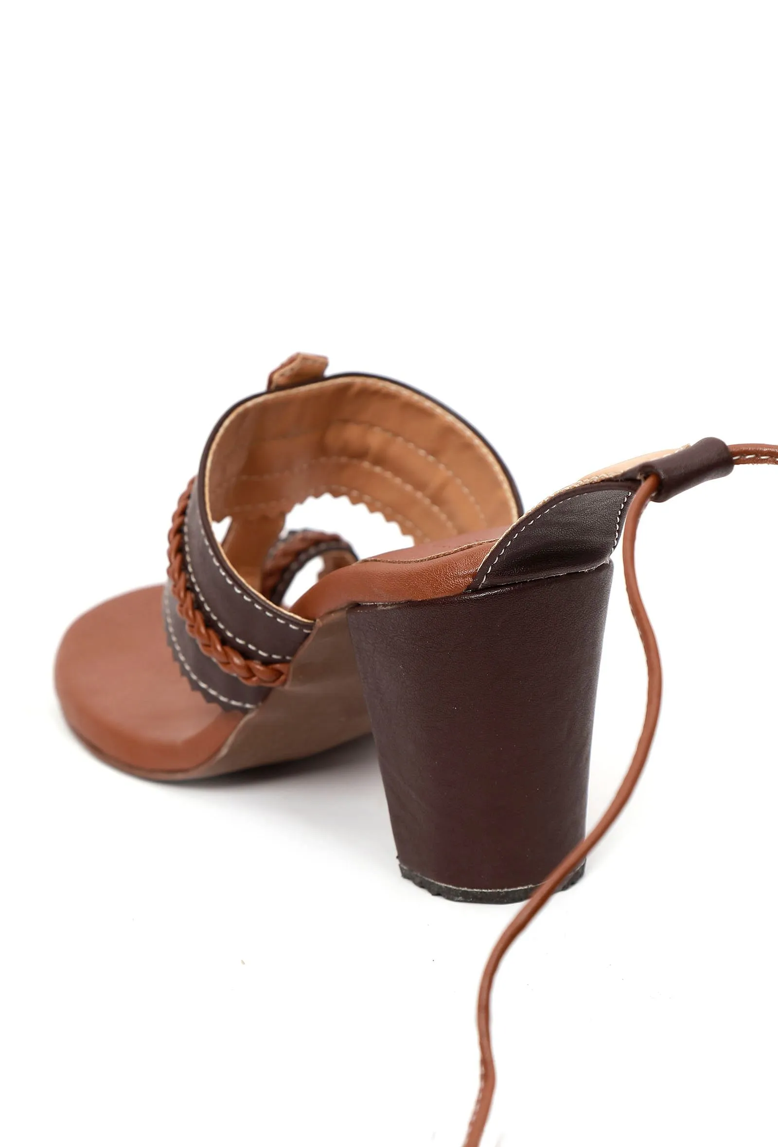 Dark Brown Cruelty Free Leather Heels Sandals