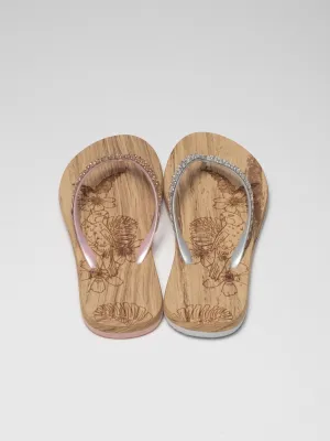 Embossed wood effect beach slipper