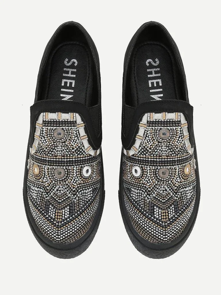 Geometric Pattern Low Top Sneakers