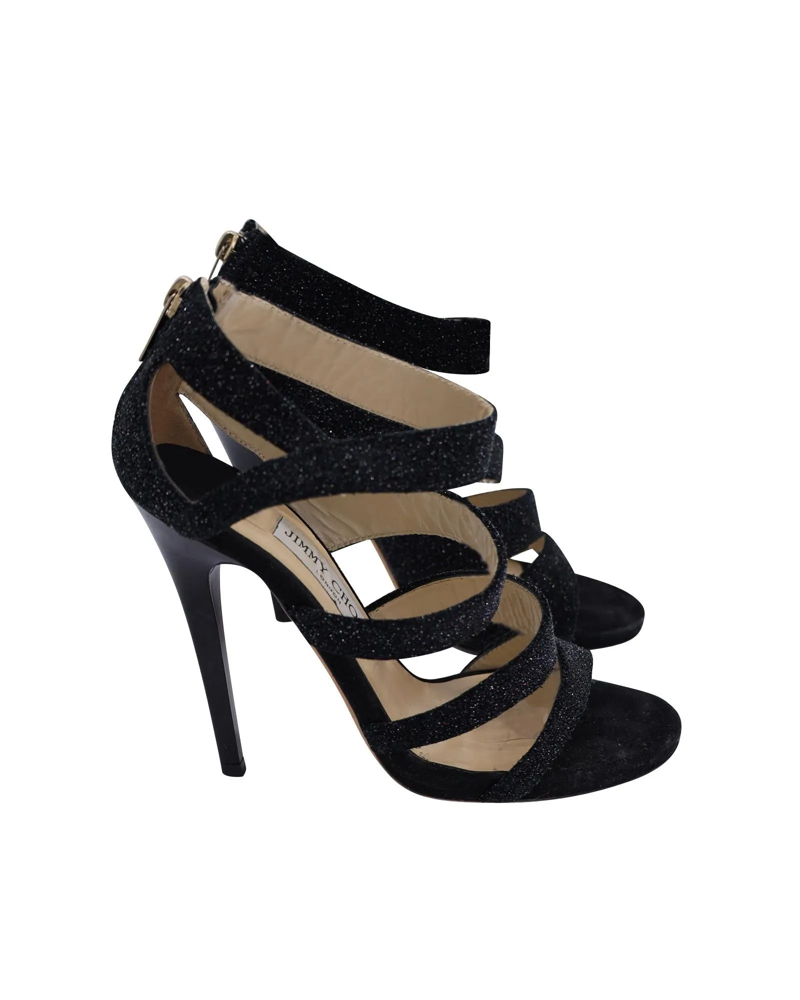 Glitter Strappy Sandals with Slim Heels by Jimmy Choo