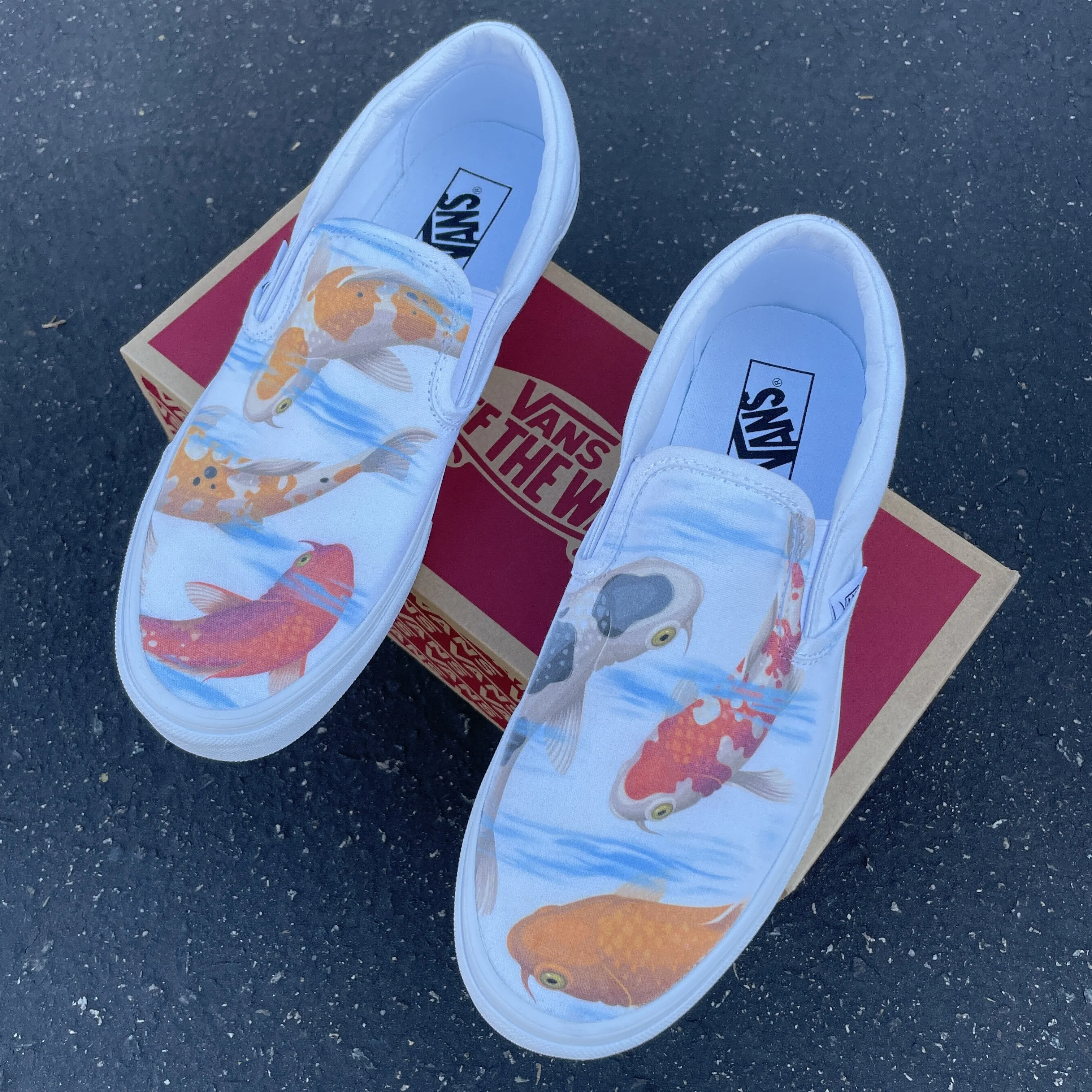 Kids Shoes - Koi Pond White Slip Ons