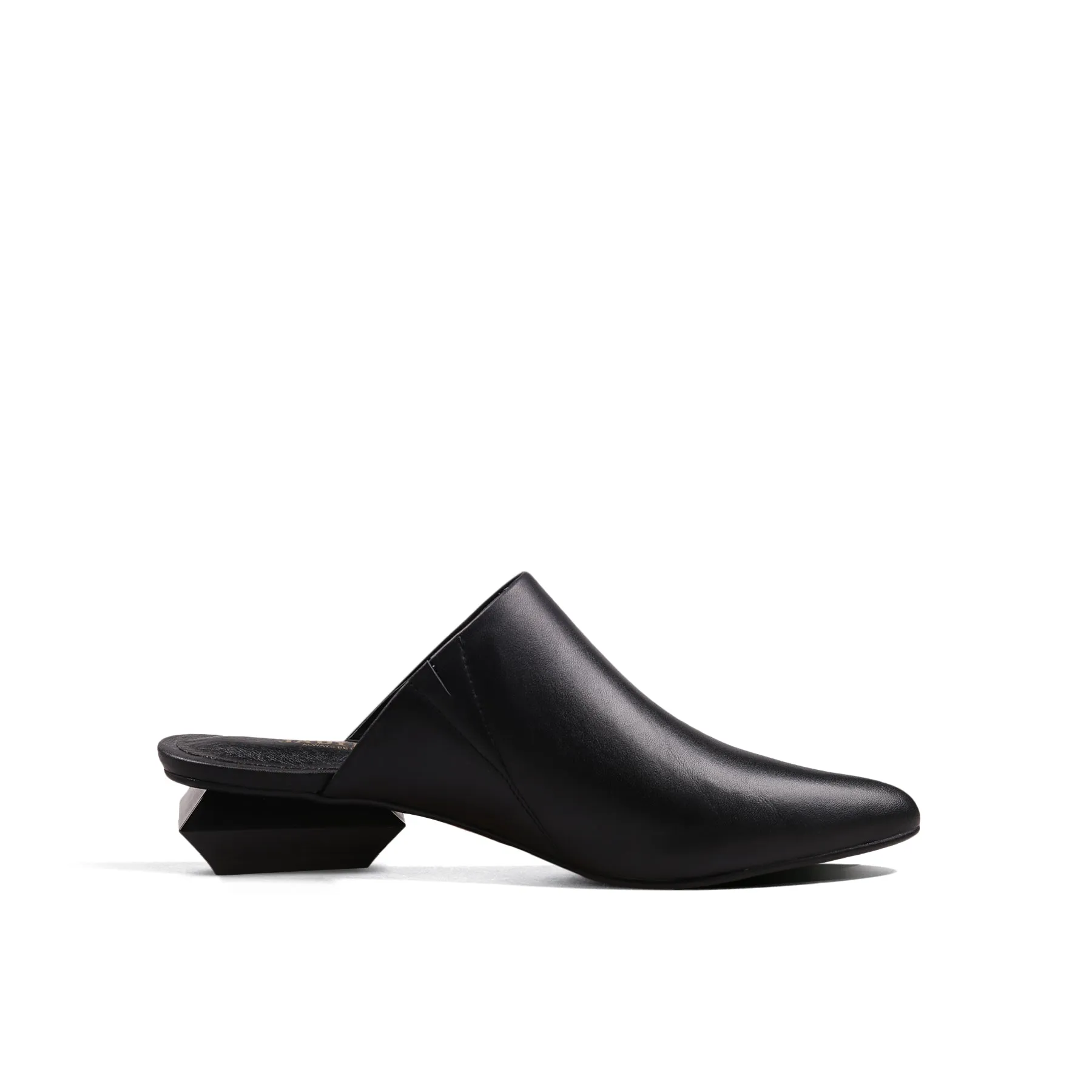 Low Heel Leather Mules