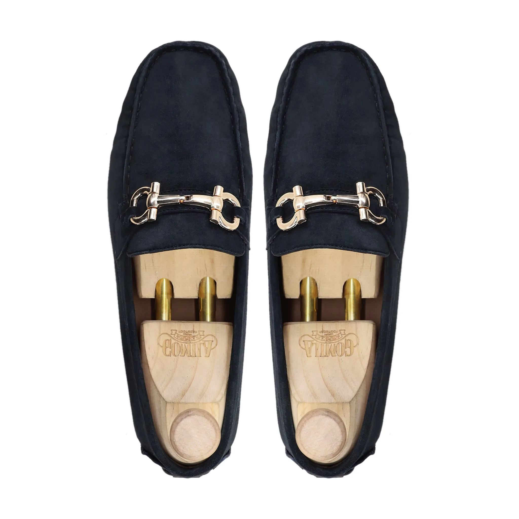 Lynton - Men's Navy Blue Kid Suede Driver Shoe