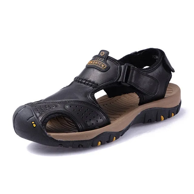 Men Genuine Leather Sandals Beach Shoes