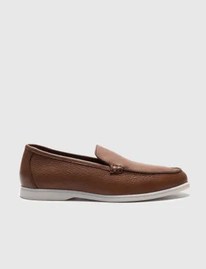 Men Tan Genuine Leather Casual Slip Ons