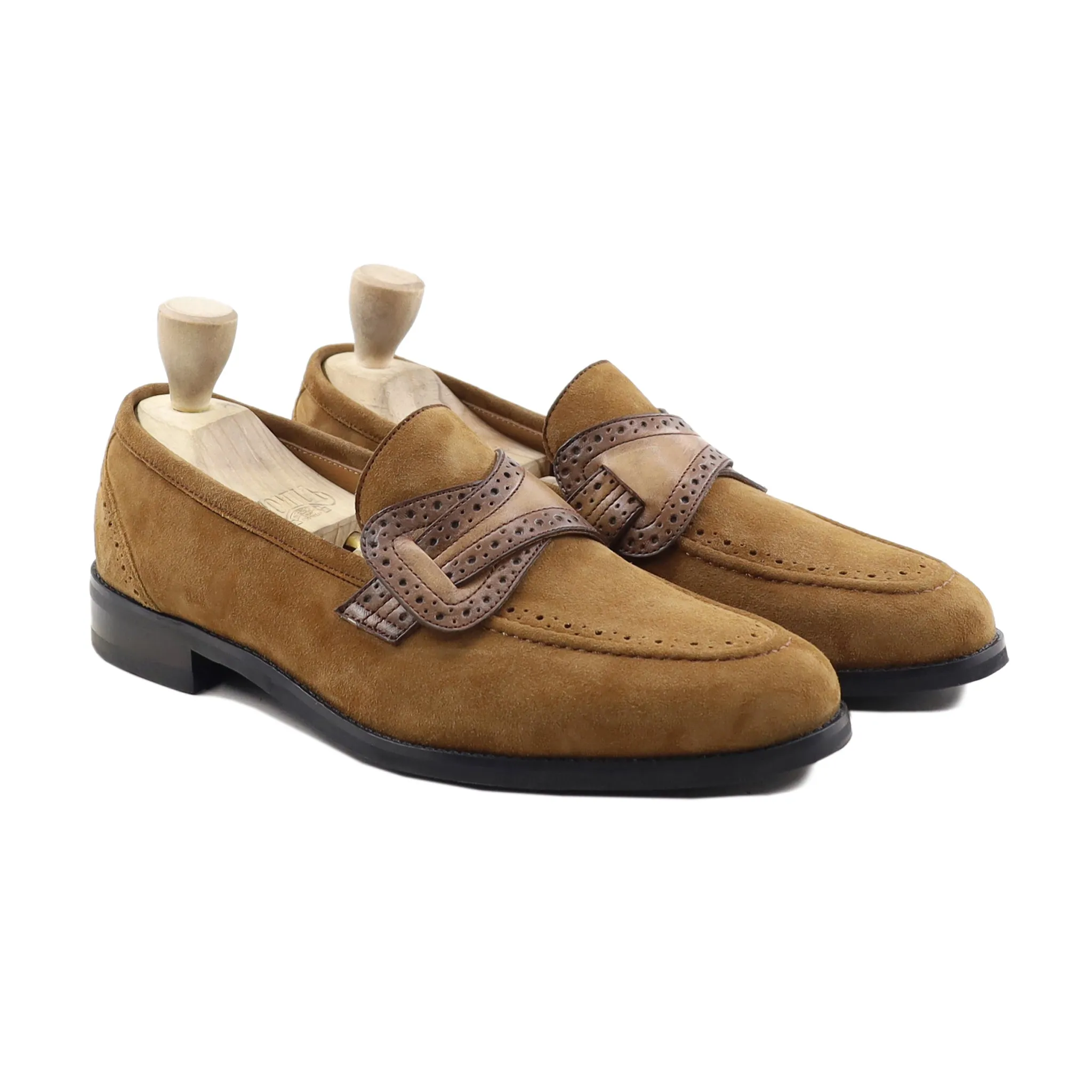 Mitsu - Men's Camel Kid Suede Loafer