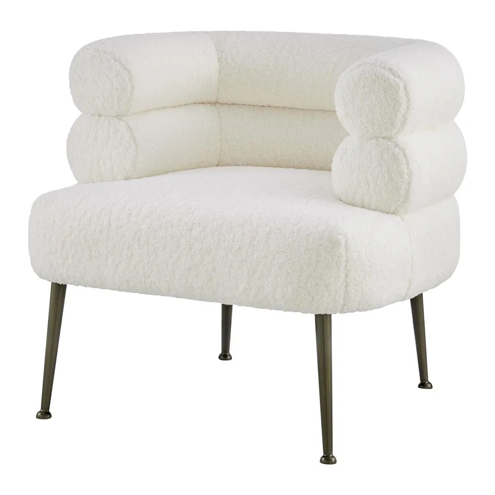 Modern Contemporary Chic Faux Shearling Fabric Accent Chair