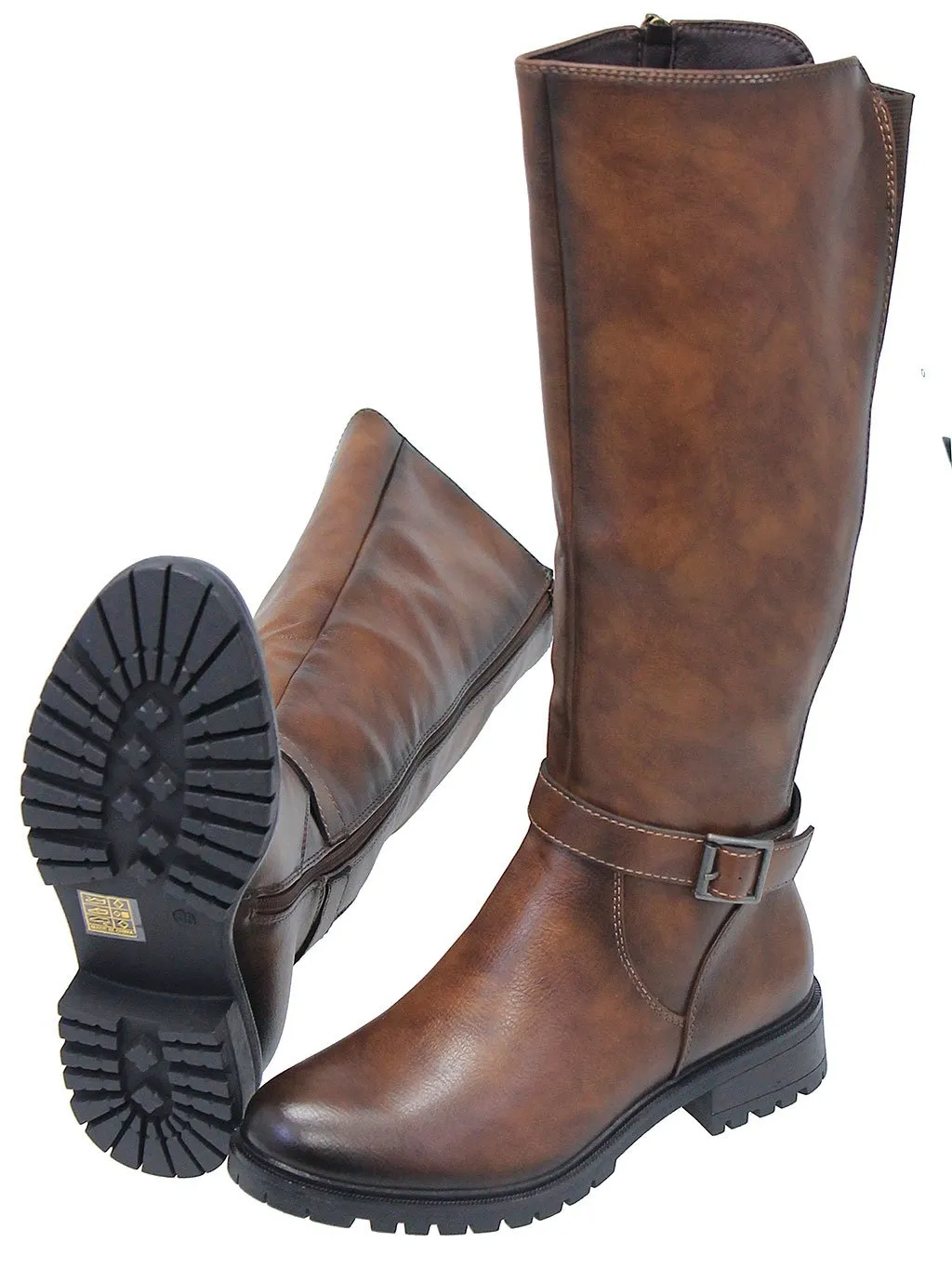 Obelia Vintage Brown Ankle Band Tall Zip Boots #BLC-OBEL-N