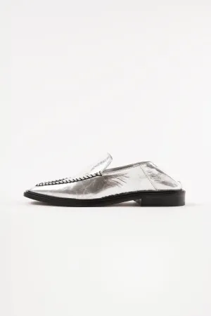 RIO - Silver Leather Flat Mules