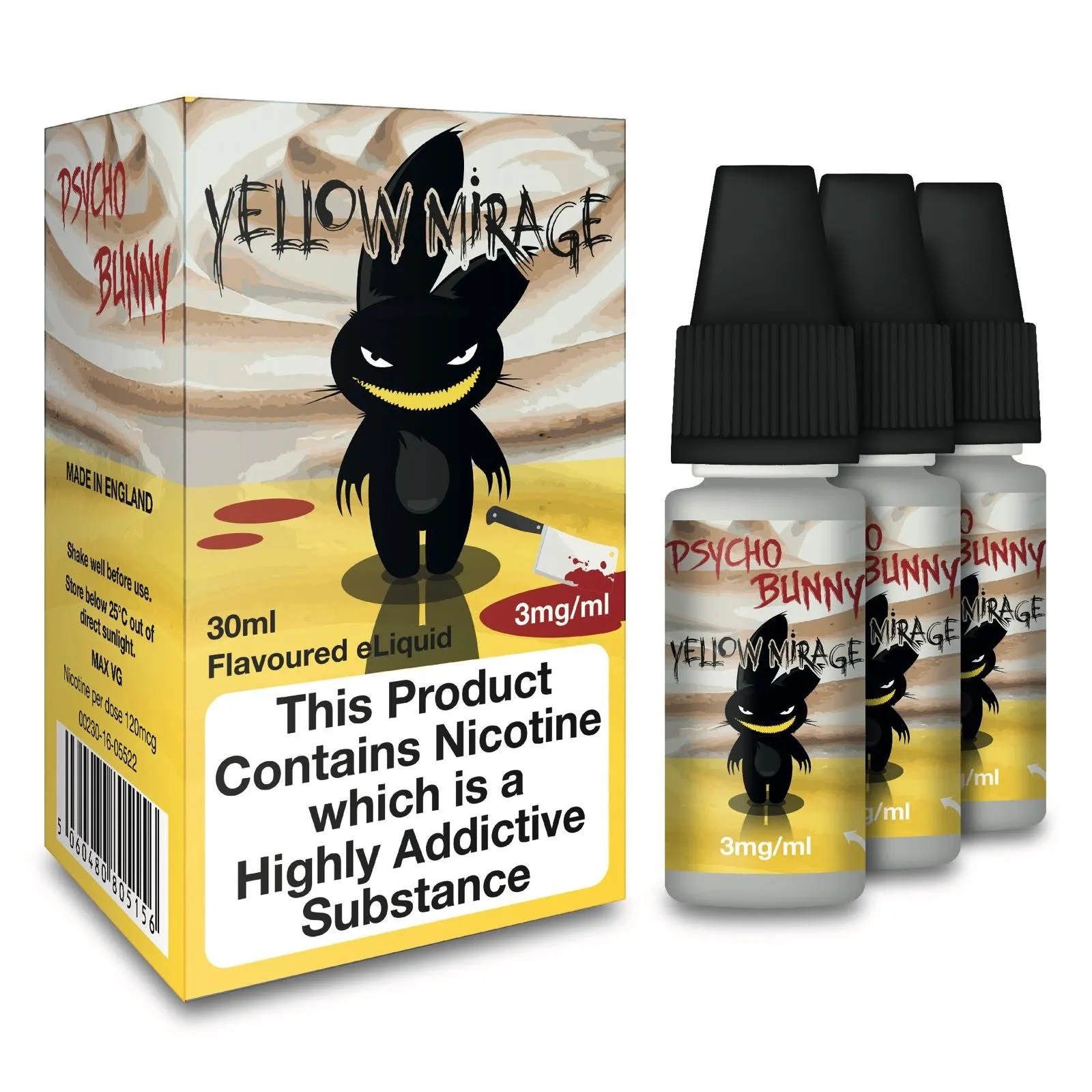 SALE!!! Psycho Bunny 3 x 10ml E-Liquid PRICE REDUCED!!