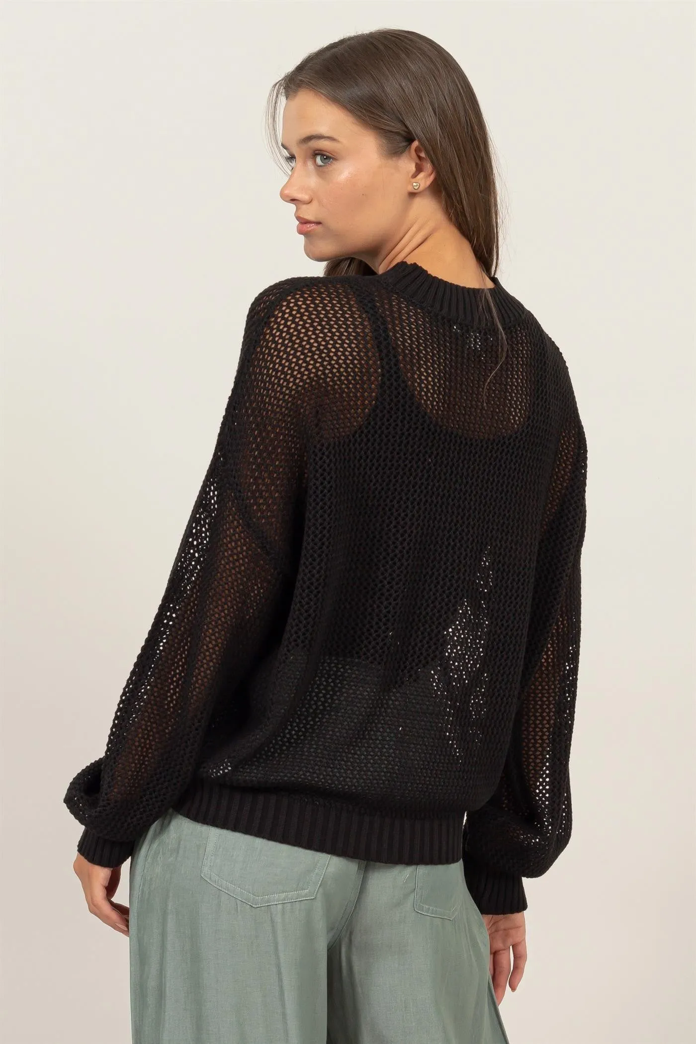 Star Pattern Openwork Knit Cover Up