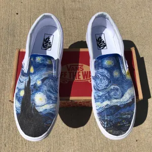 Starry Night - White Slip Ons