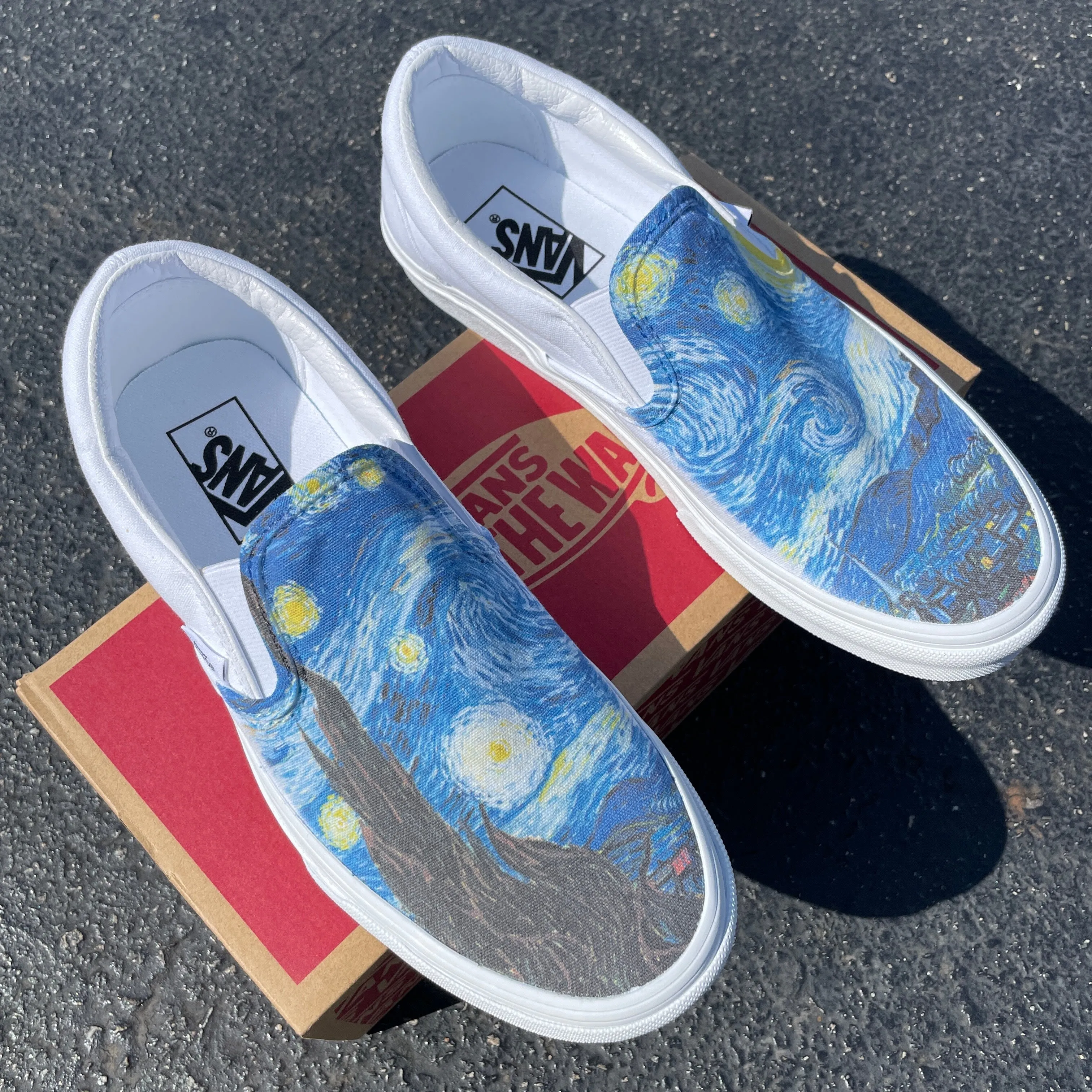 Starry Night - White Slip Ons