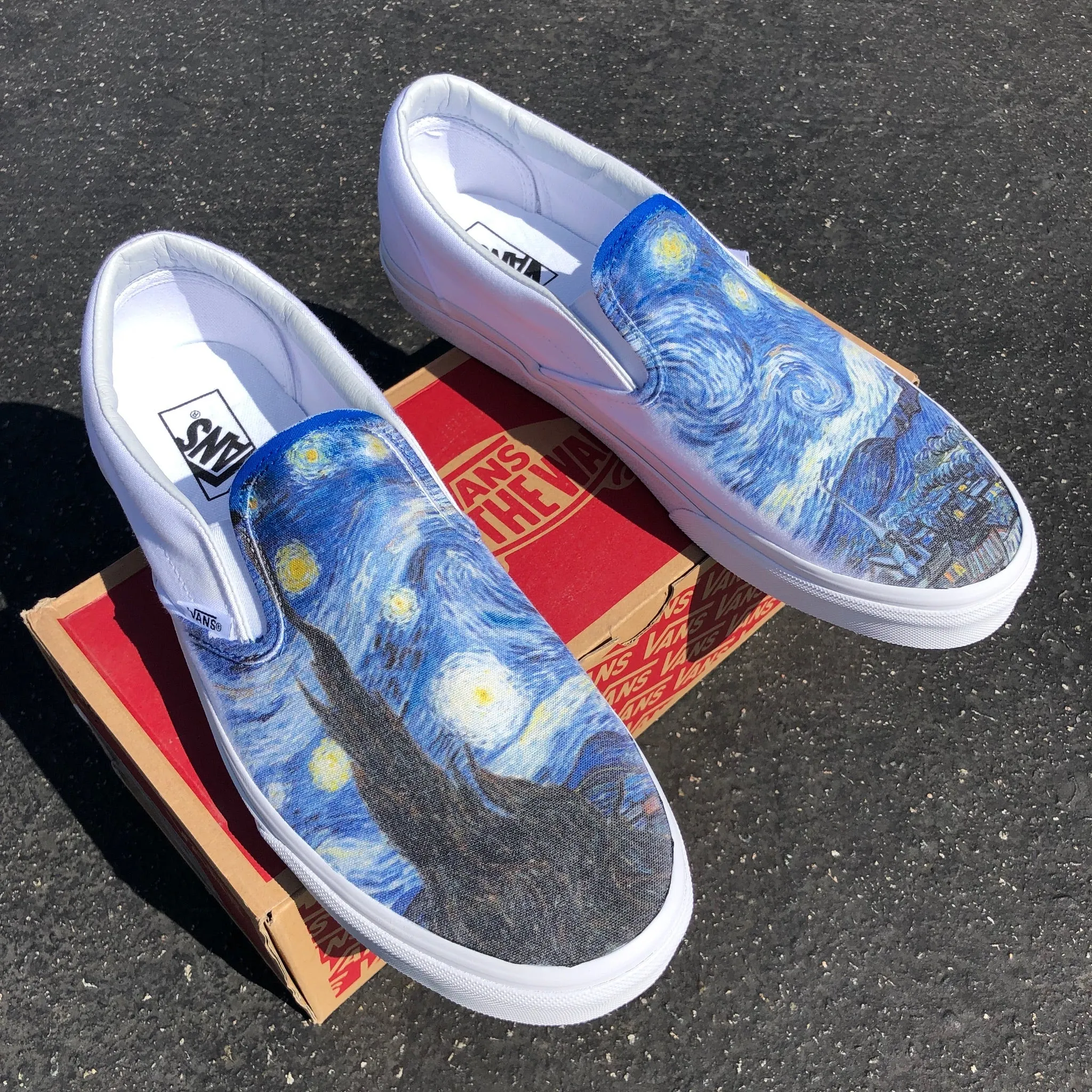 Starry Night - White Slip Ons