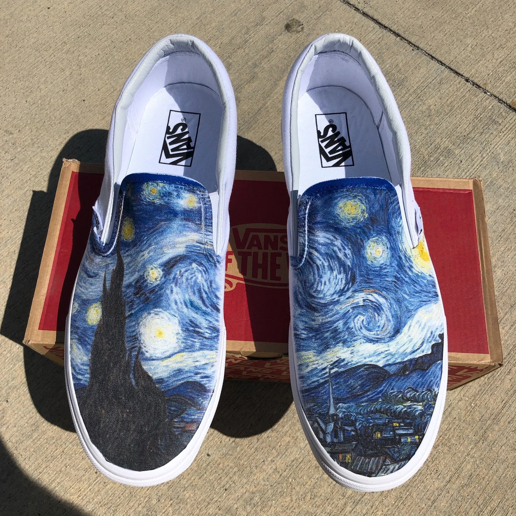 Starry Night - White Slip Ons