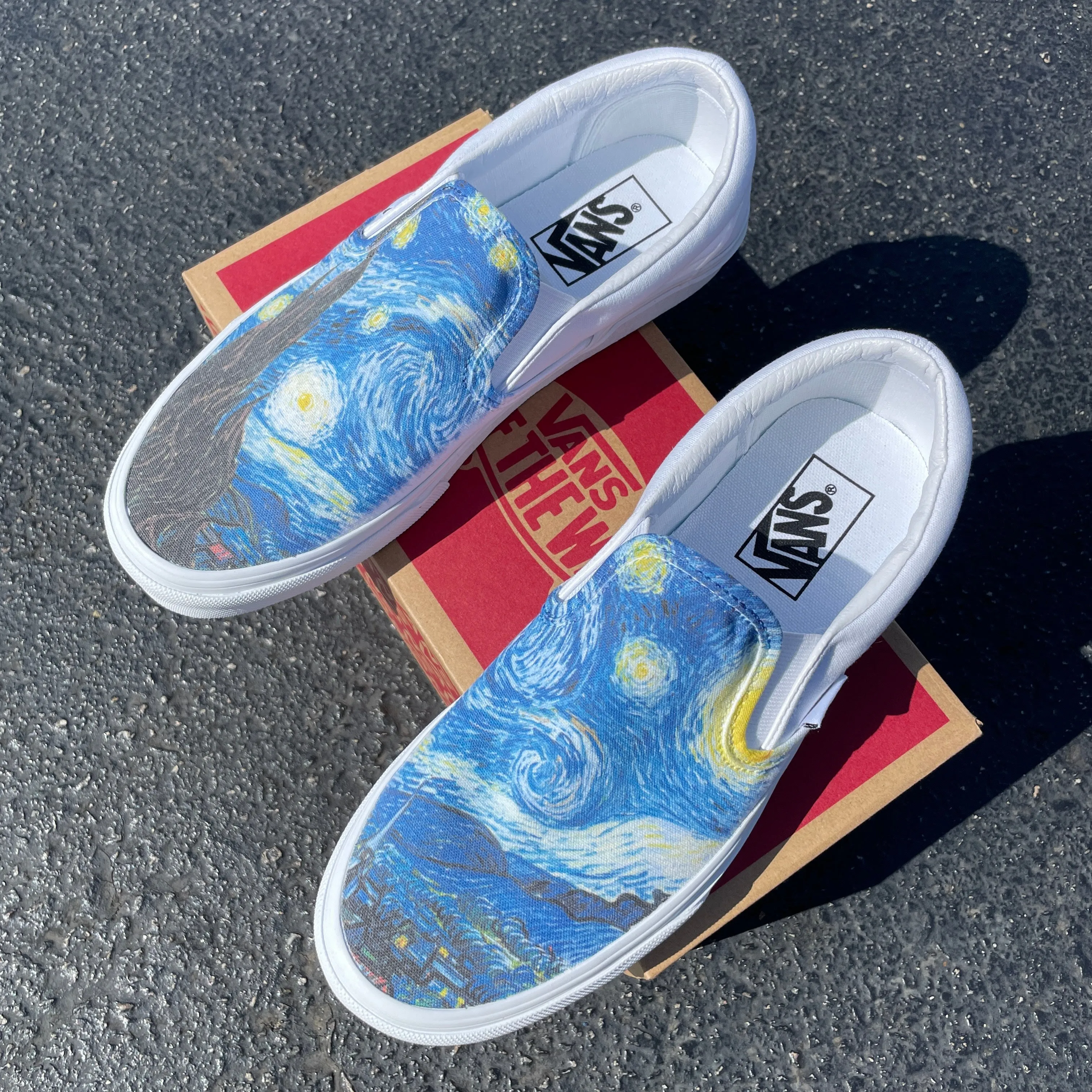 Starry Night - White Slip Ons