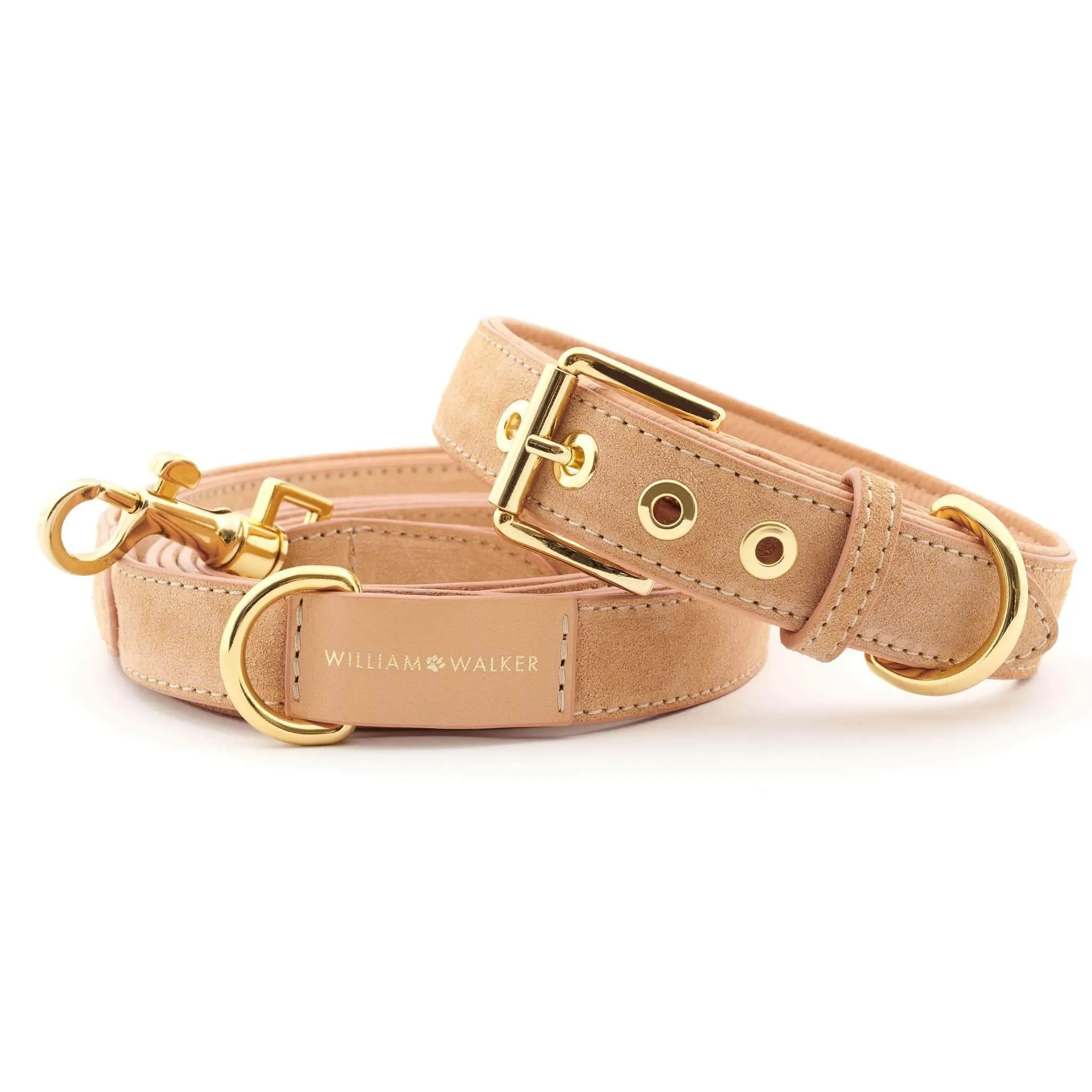 Suede Leather Dog Collar by William Walker - Coral