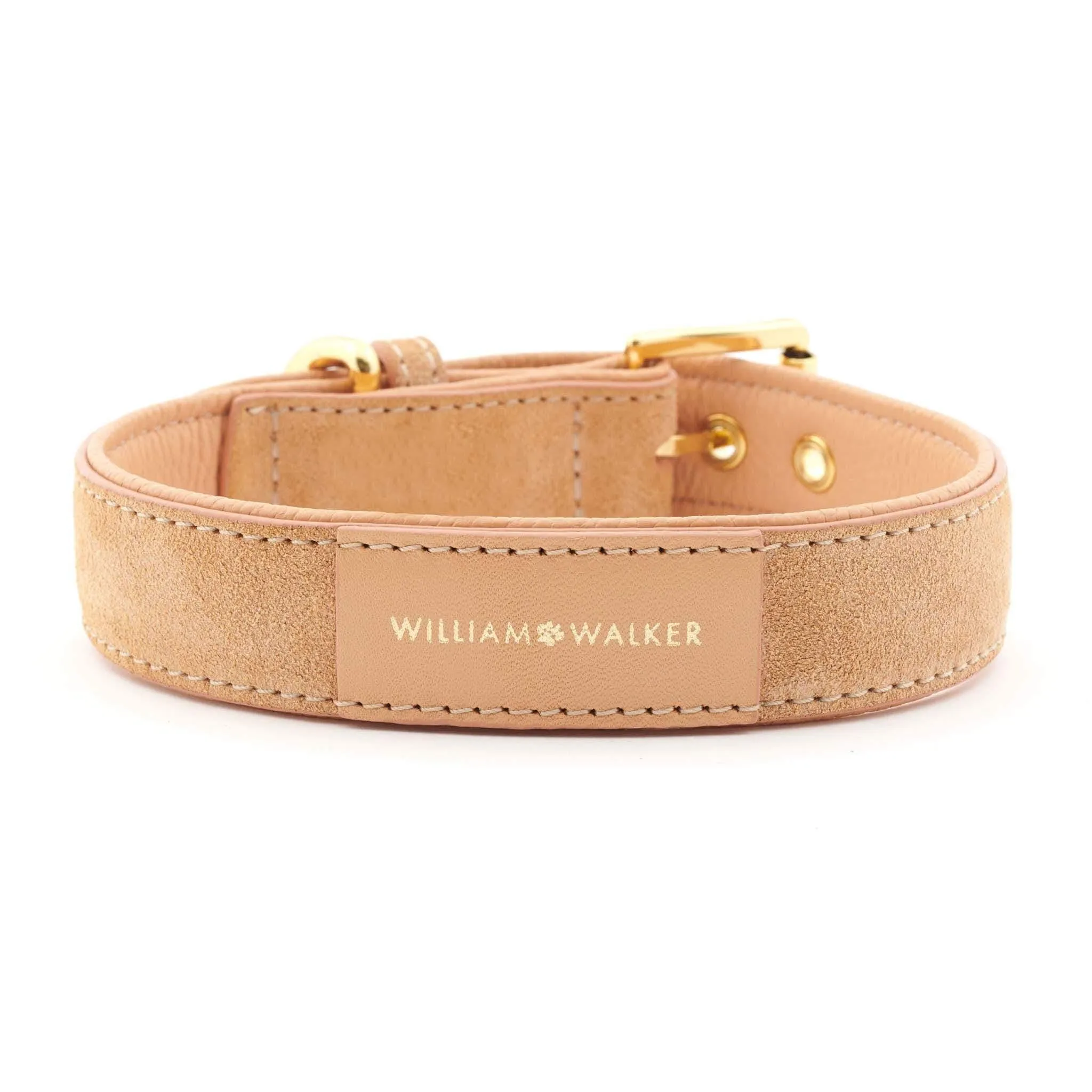 Suede Leather Dog Collar by William Walker - Coral