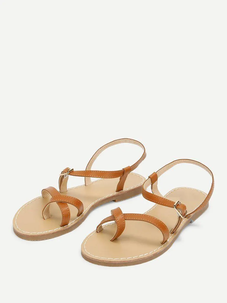 Toe Ring Strappy Flat Sandals