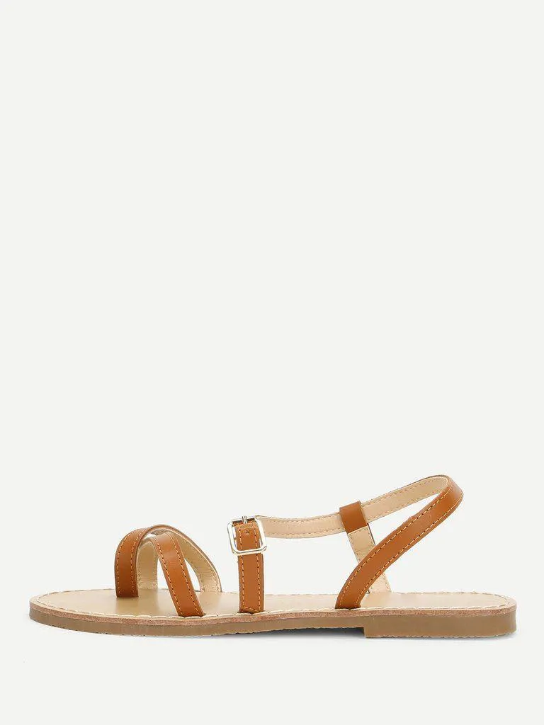 Toe Ring Strappy Flat Sandals