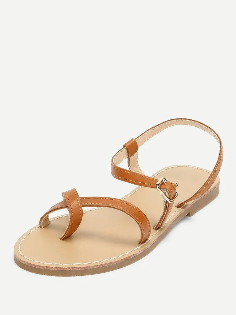 Toe Ring Strappy Flat Sandals