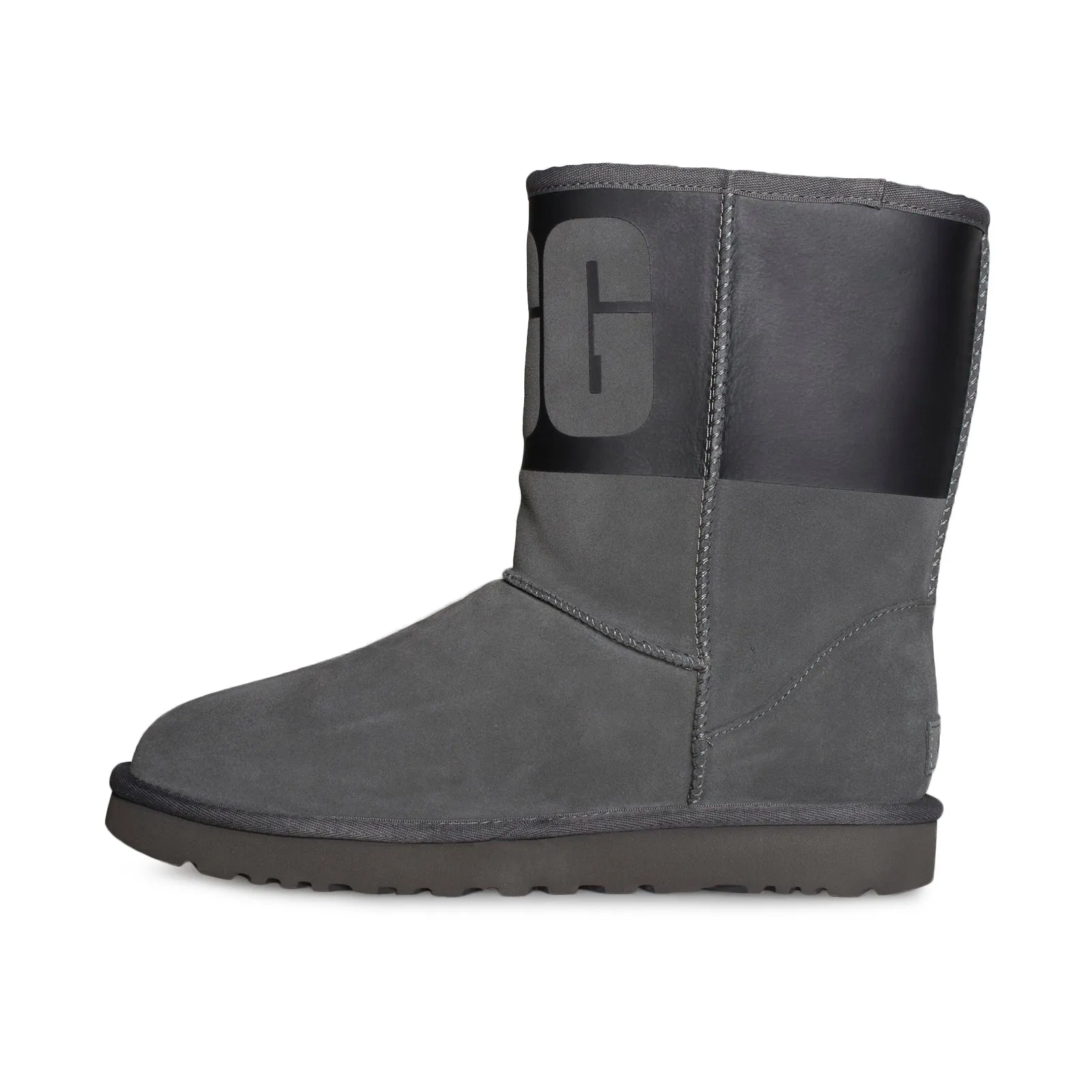 UGG Classic Short UGG Rubber Graphic Grey Black Boots - Women's