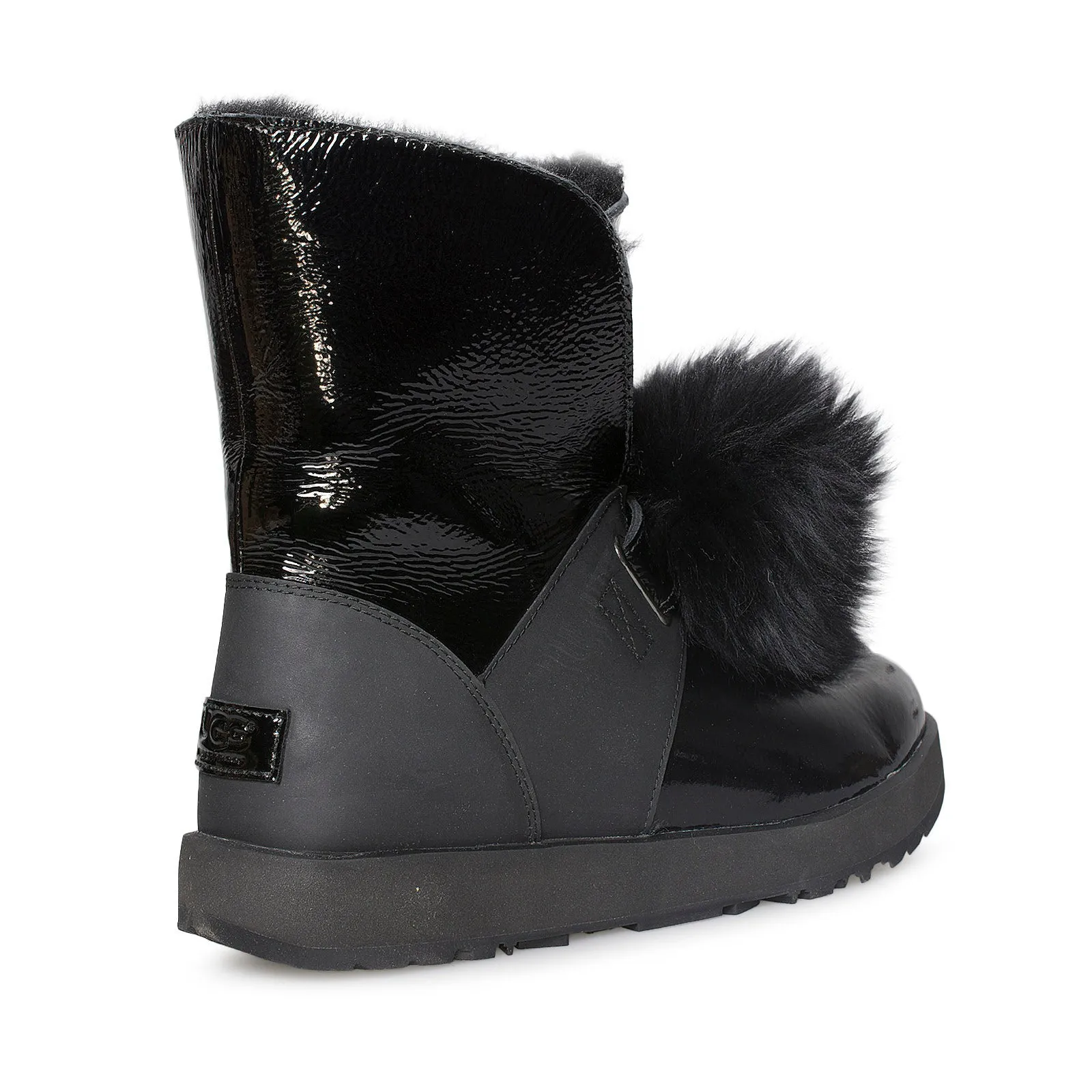 UGG Isley Patent Waterproof Black Boots - Women's