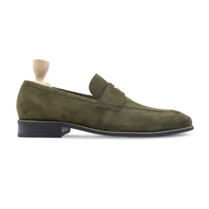 Yoshito - Men's Olive Green Kid Suede Loafer